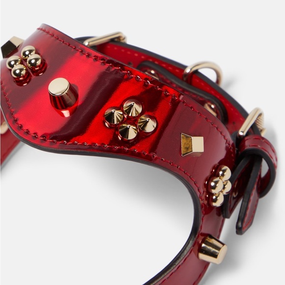 Christian Louboutin Loubiharness Embellished Leather Dog Harness - Red - Picture 2 of 7